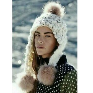 FREE PEOPLE Snow Castle Trapper Pom Beanie